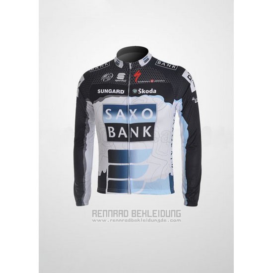 2010 Fahrradbekleidung Saxo Bank Shwarz und Wei Trikot Langarm und Tragerhose
